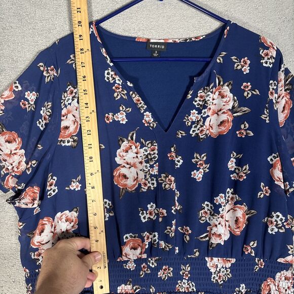 Torrid‎ Dress Women’s Plus Size 3X Blue Floral Mini Navy Blue Roses Garden Party - Picture 12 of 16